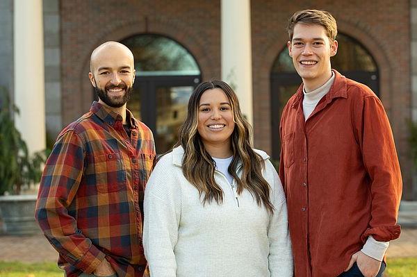 Walla Walla University Recruiters Jacob Roney, Tiffany Nelson, and Manuel Armesto standing together.